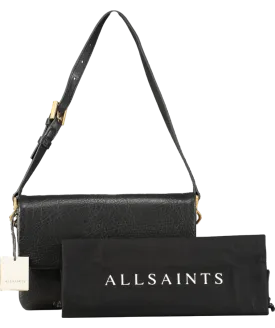 AllSaints Black Ondine Grain Leather Shoulder Bag