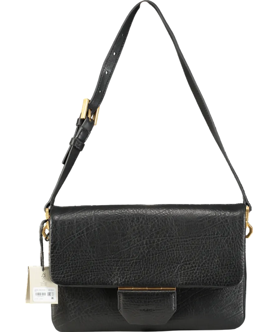AllSaints Black Ondine Grain Leather Shoulder Bag