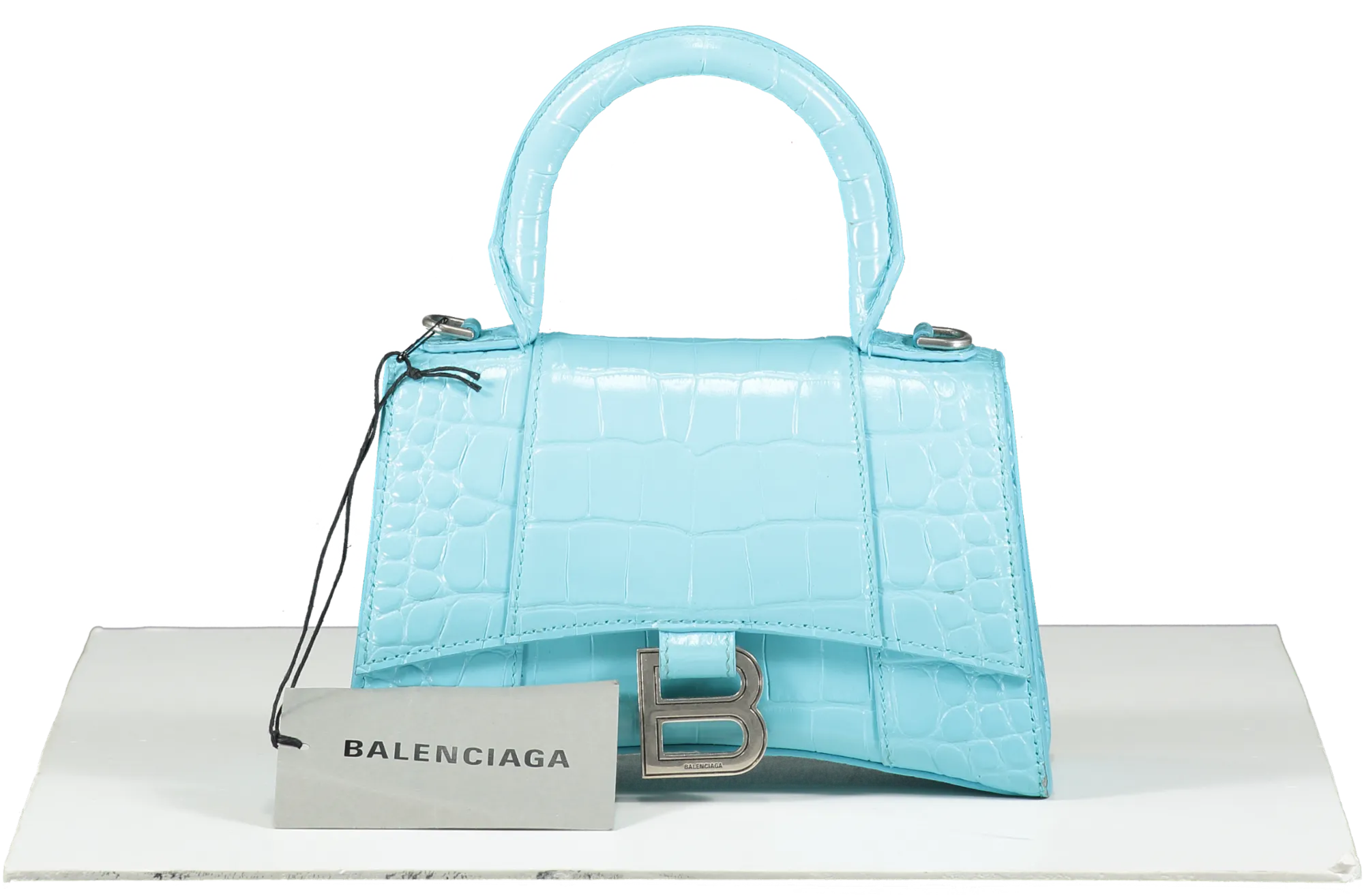 Balenciaga Blue Hourglass Top-handle Bag Turquoise One Size